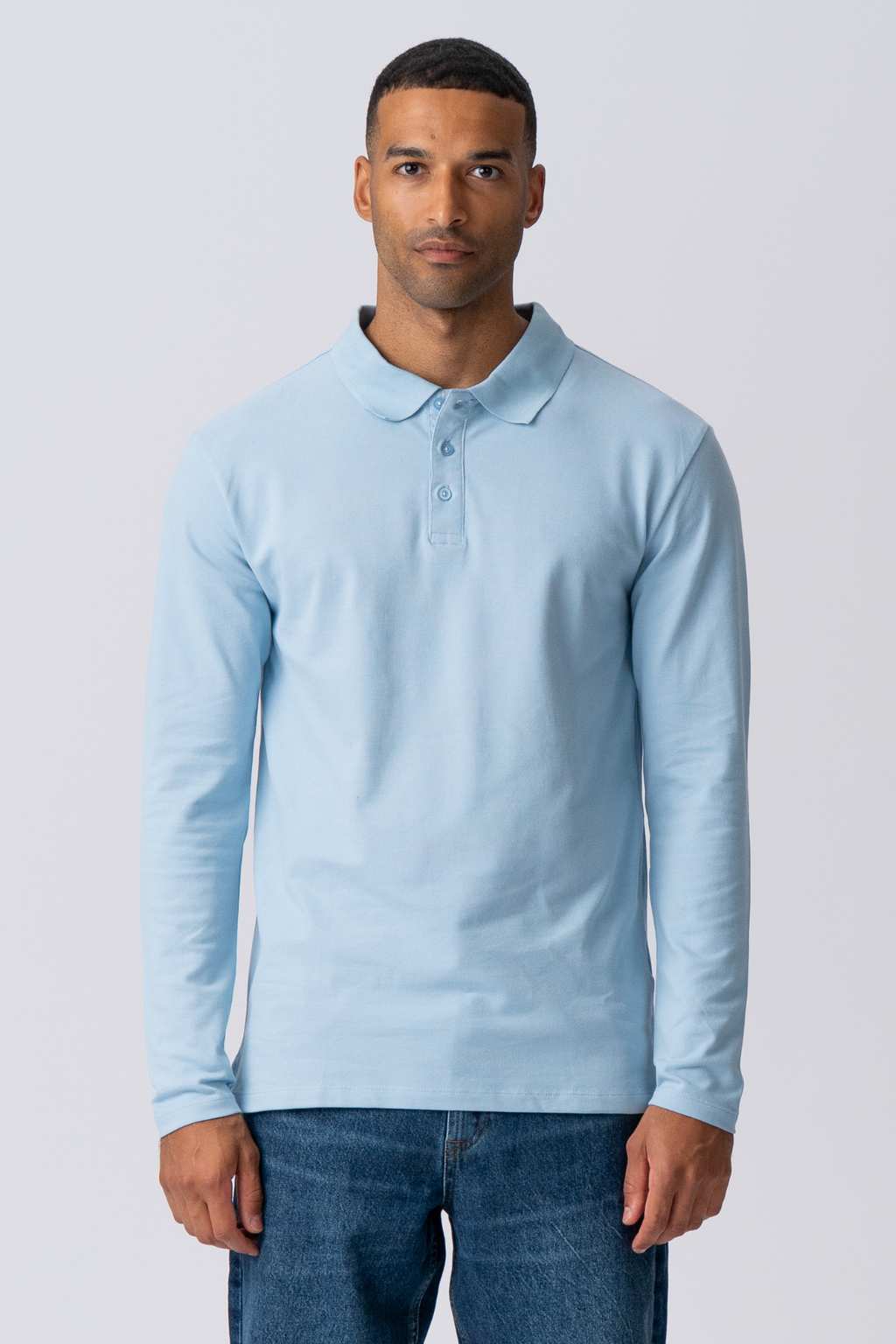 Polo a maniche lunghe muscolari - azzurro