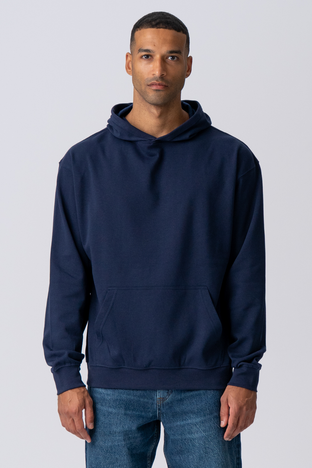 Hoodie Without Drawstring - Navy