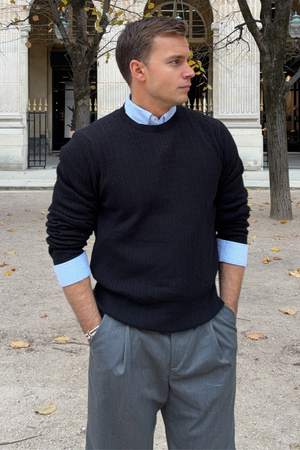 Pullover in maglia a cavi - Nero