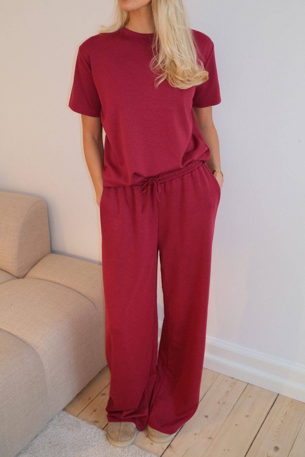 Leah sciolto Pants - Borgogna