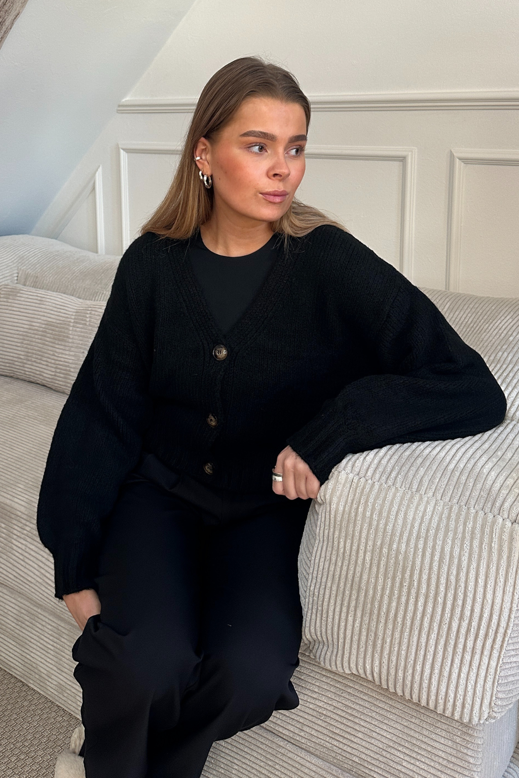 Cardigan con scollo a V - Nero