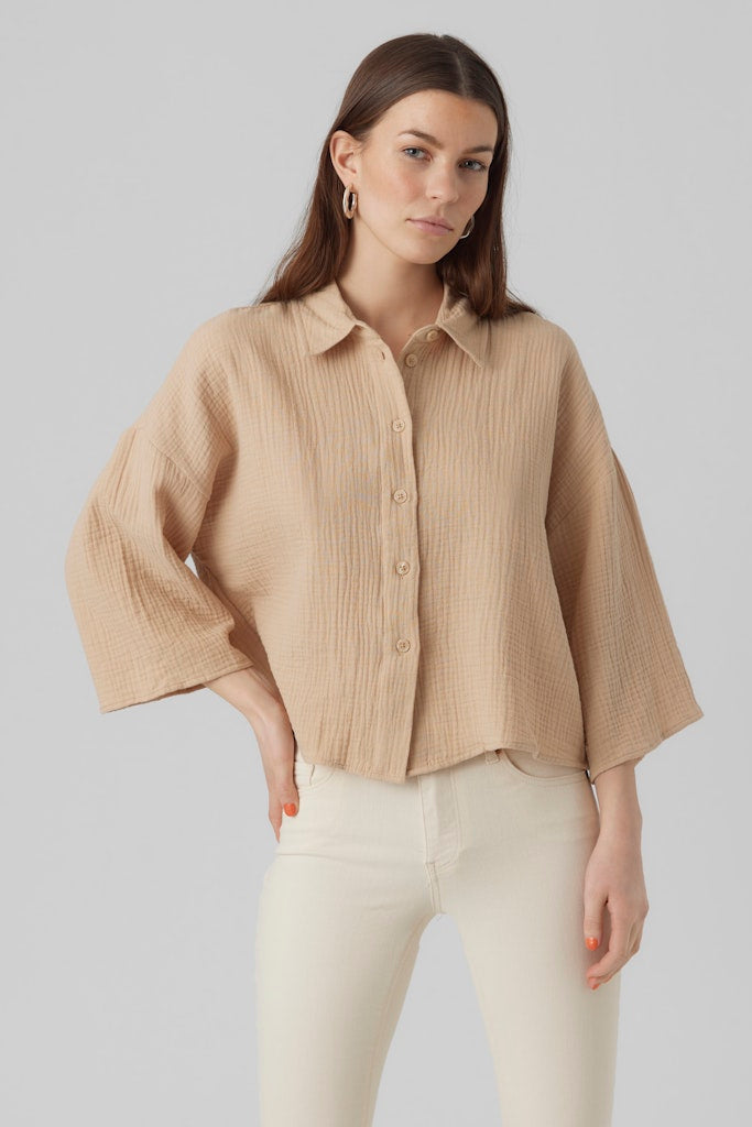 Natali Crop Shirt - Irish Cream