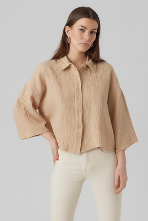 Natali Crop Shirt - Irish Cream