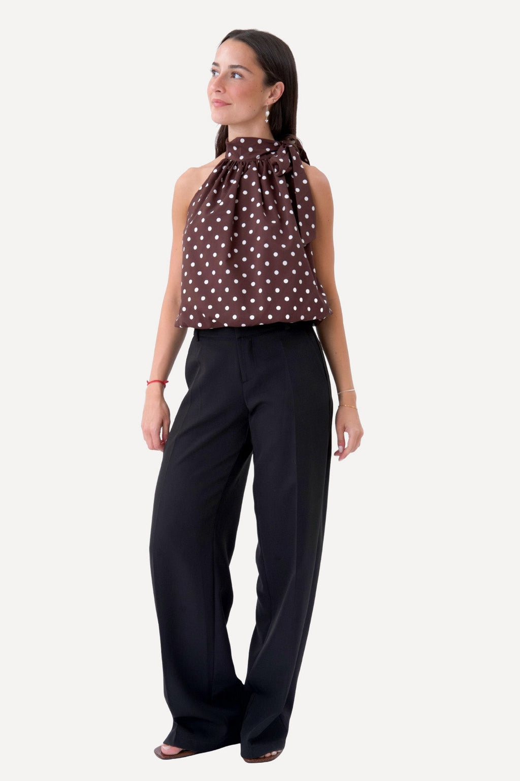 Top Wilma - Pois Marrone/Bianco