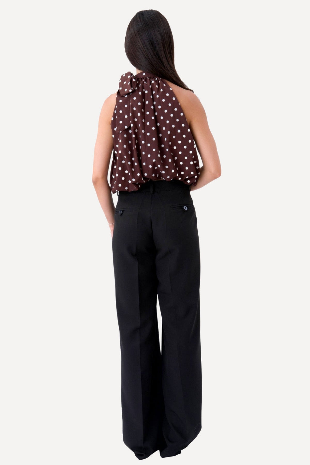 Top Wilma - Pois Marrone/Bianco