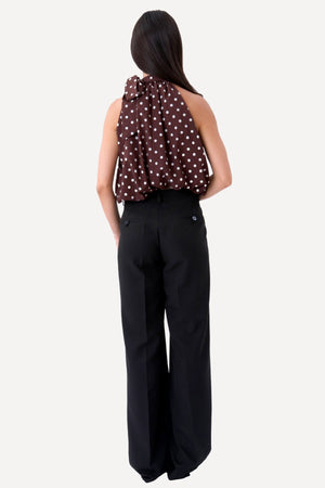 Top Wilma - Pois Marrone/Bianco