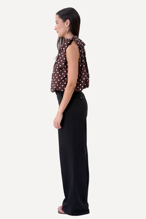 Top Wilma - Pois Marrone/Bianco