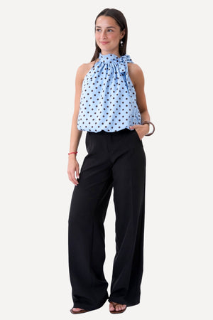 Top Wilma - Pois Azzurro/Marrone