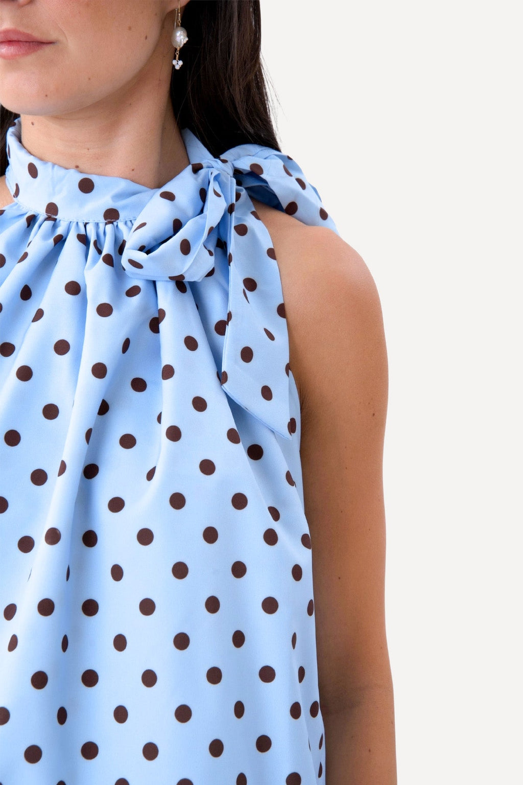 Top Wilma - Pois Azzurro/Marrone