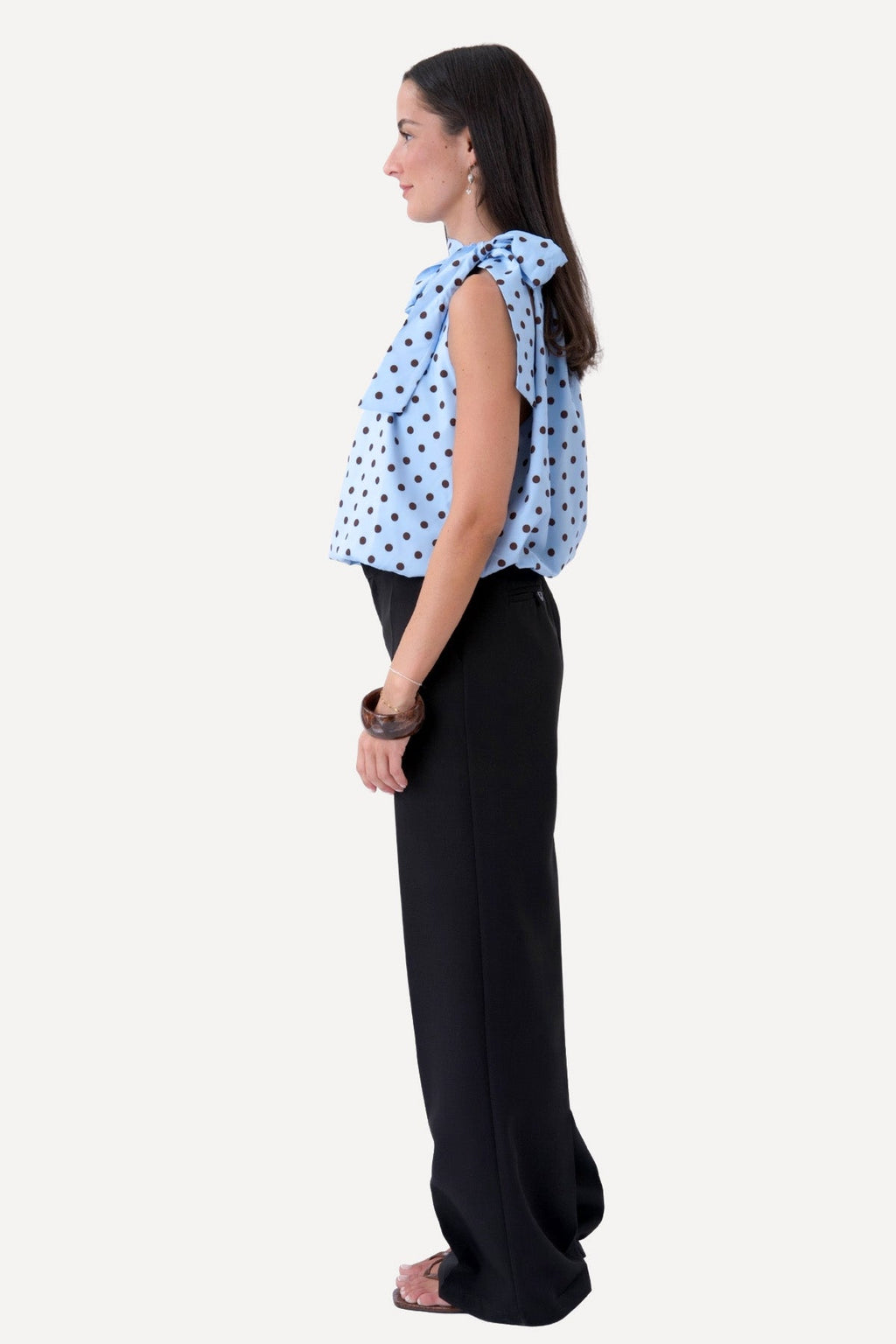 Top Wilma - Pois Azzurro/Marrone