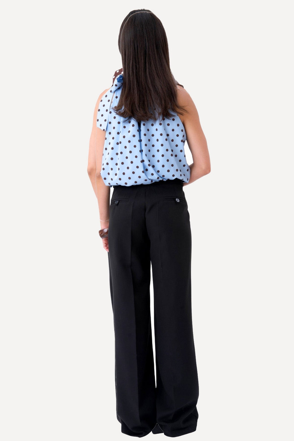 Top Wilma - Pois Azzurro/Marrone