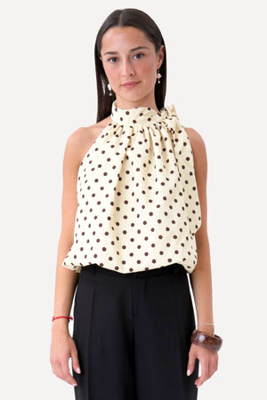 Top Wilma - Pois Giallo/Marrone