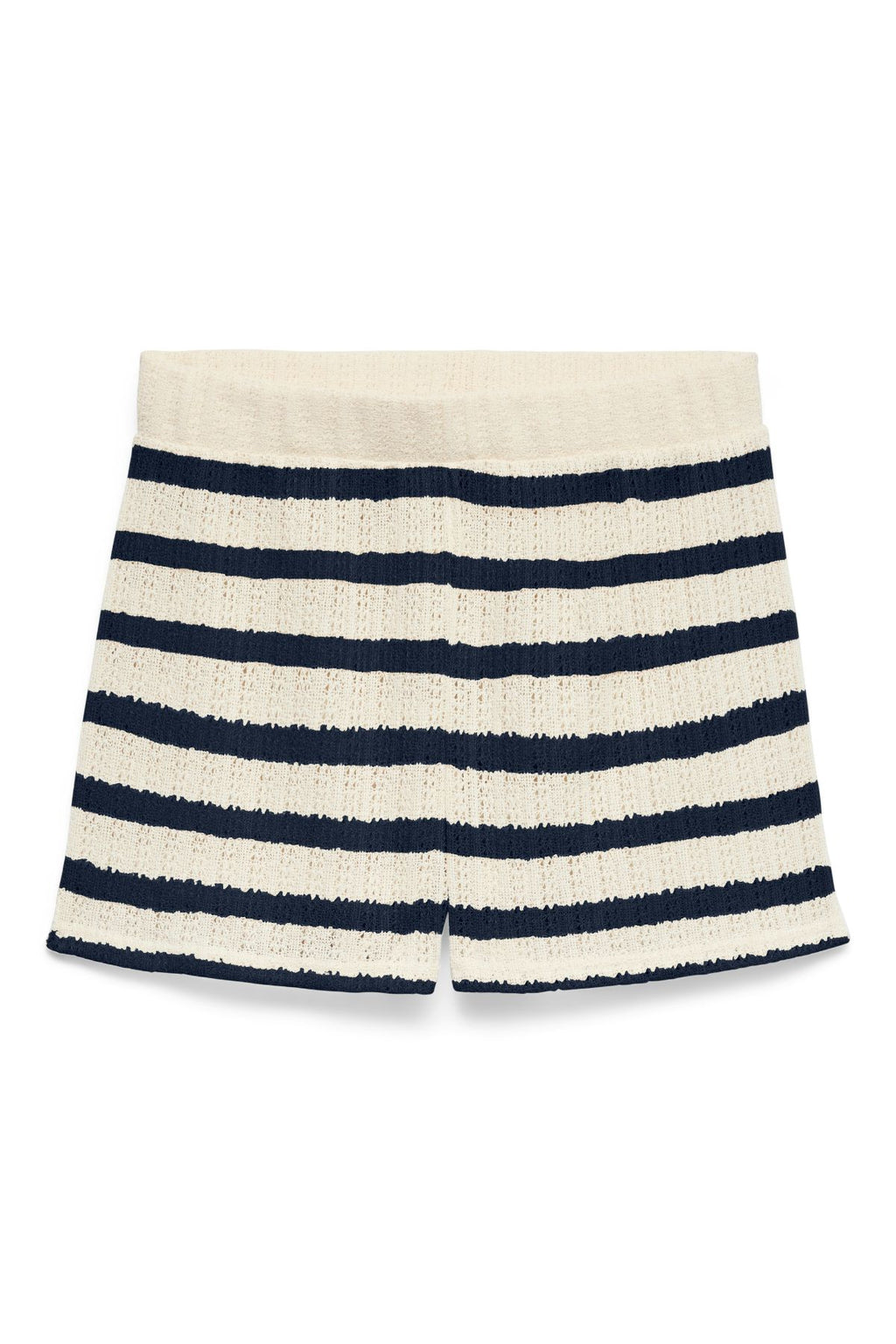 Freja a vita media Shorts - Righe di betulla - Blazer blu navy