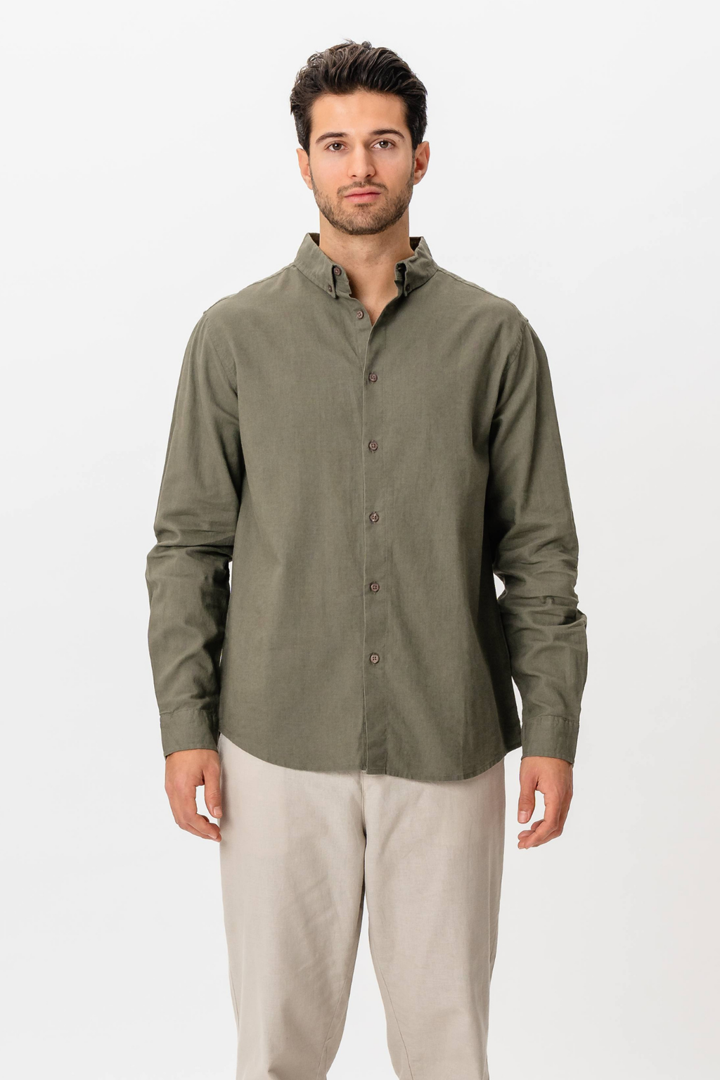 Camicia di lino - esercito