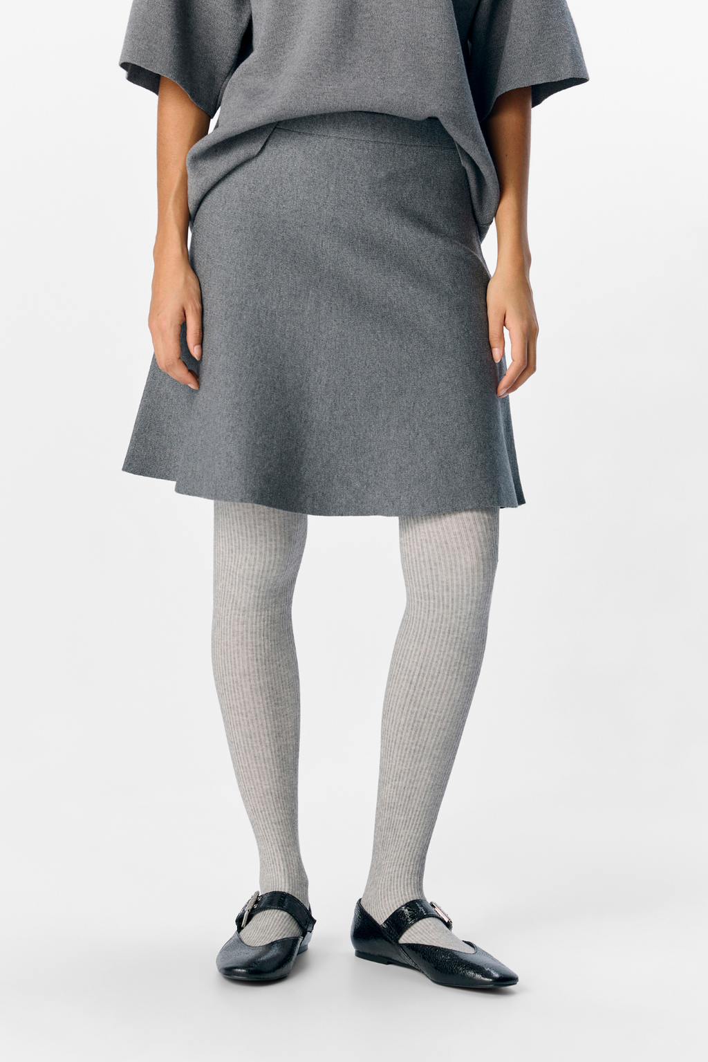 REYNARD HW Short Knit Gonna - Melange grigio medio