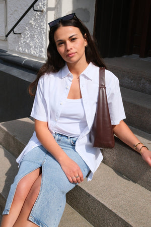 Camicia di lino manica corta - bianco