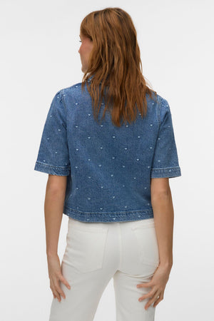 Camicia in denim 2/4 Dionne - Denim blu medio - Cuore