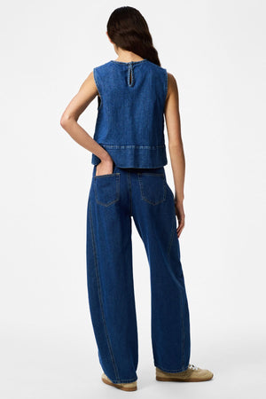 Top in denim di seta: denim blu medio