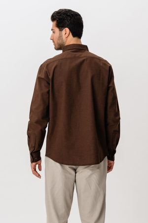 Camicia di lino - caffè