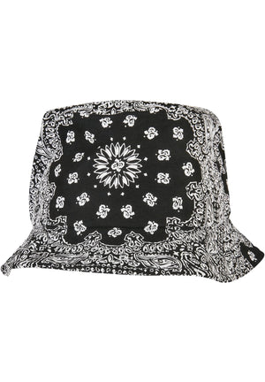 Cappello a secchiello con stampa bandana - Nero