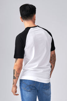 T -shirt Raglan di base - bianco e nero