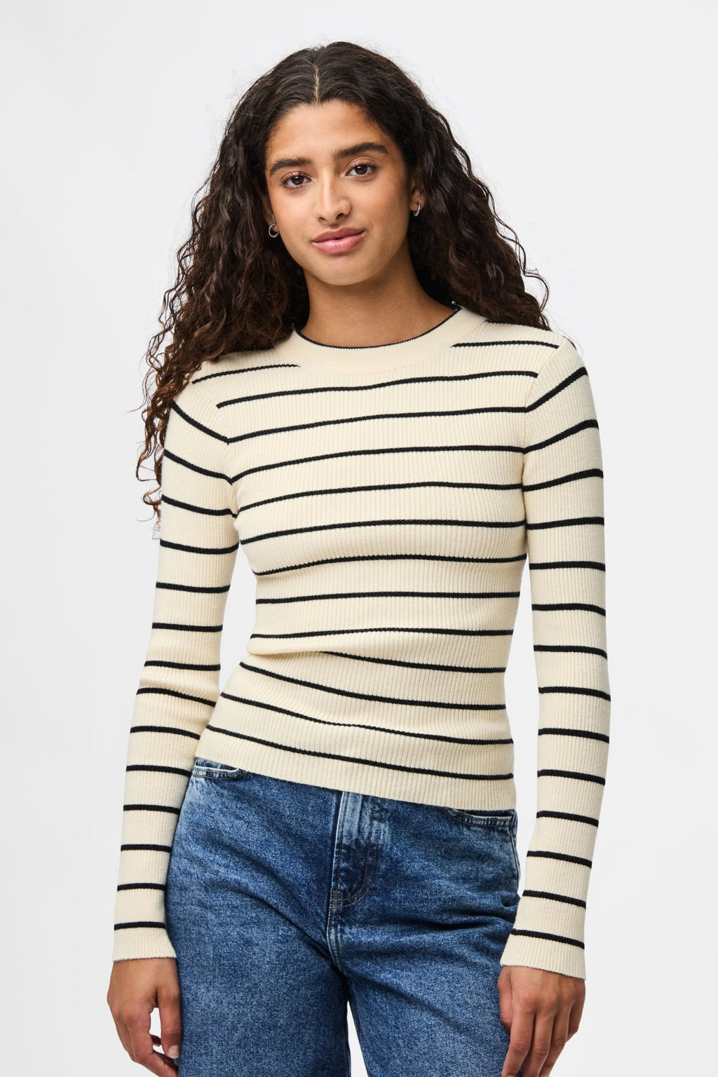 Mira New O-Neck Knit - Birch/Black