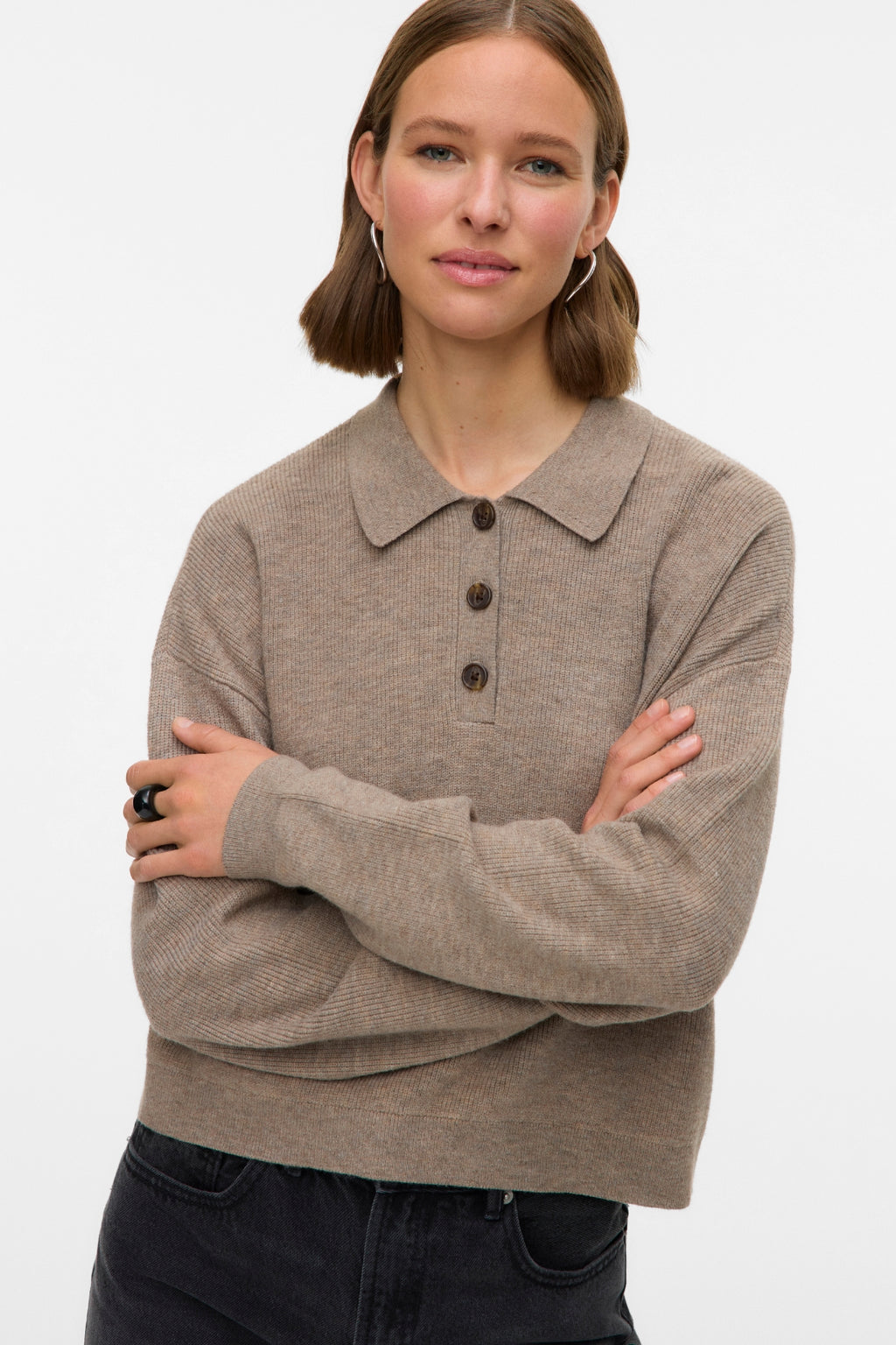 Exciting Polo Neck Pullover - Silver Mink