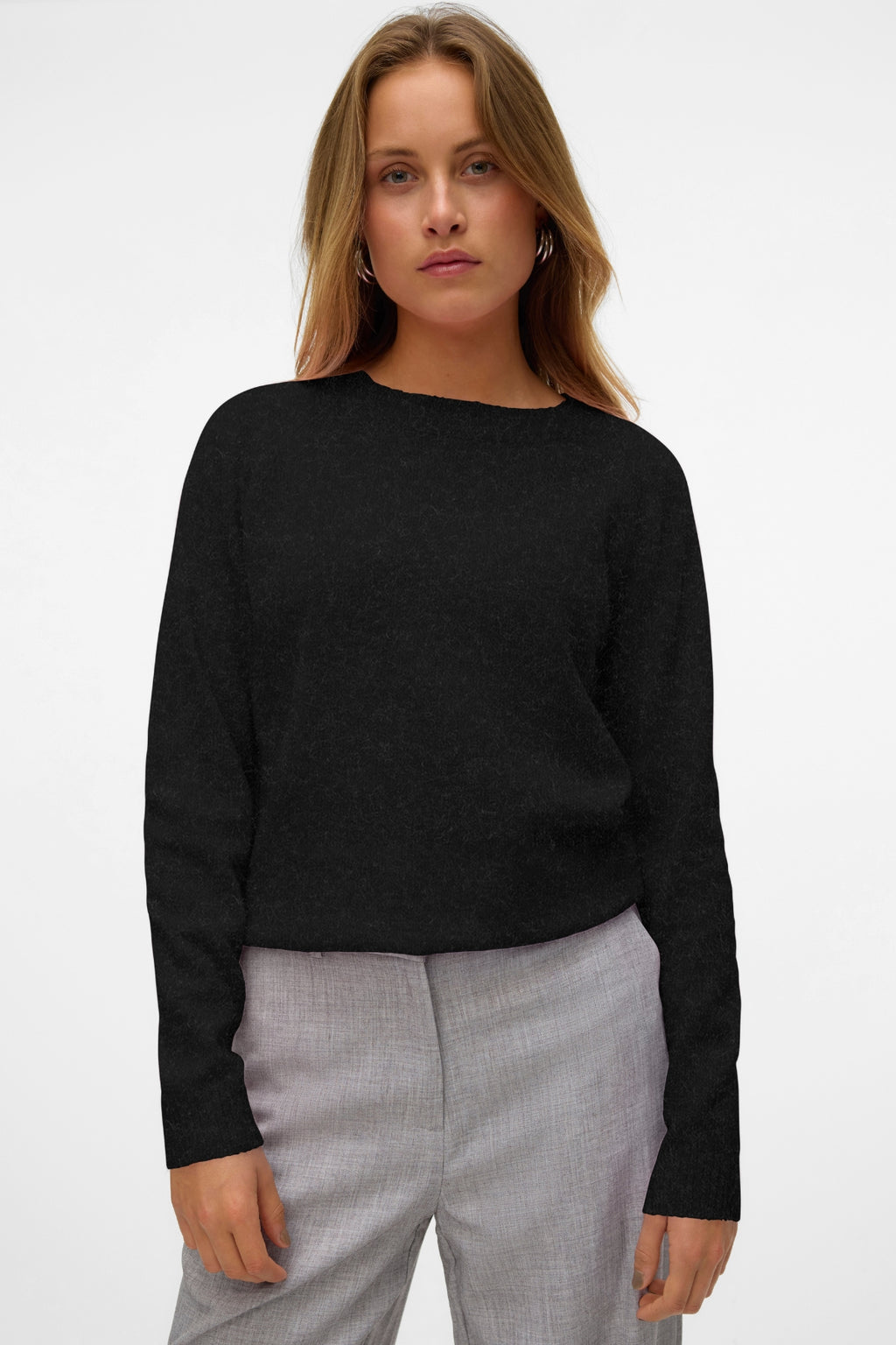 Camicetta Doffy con scollo a O - Nero Melange