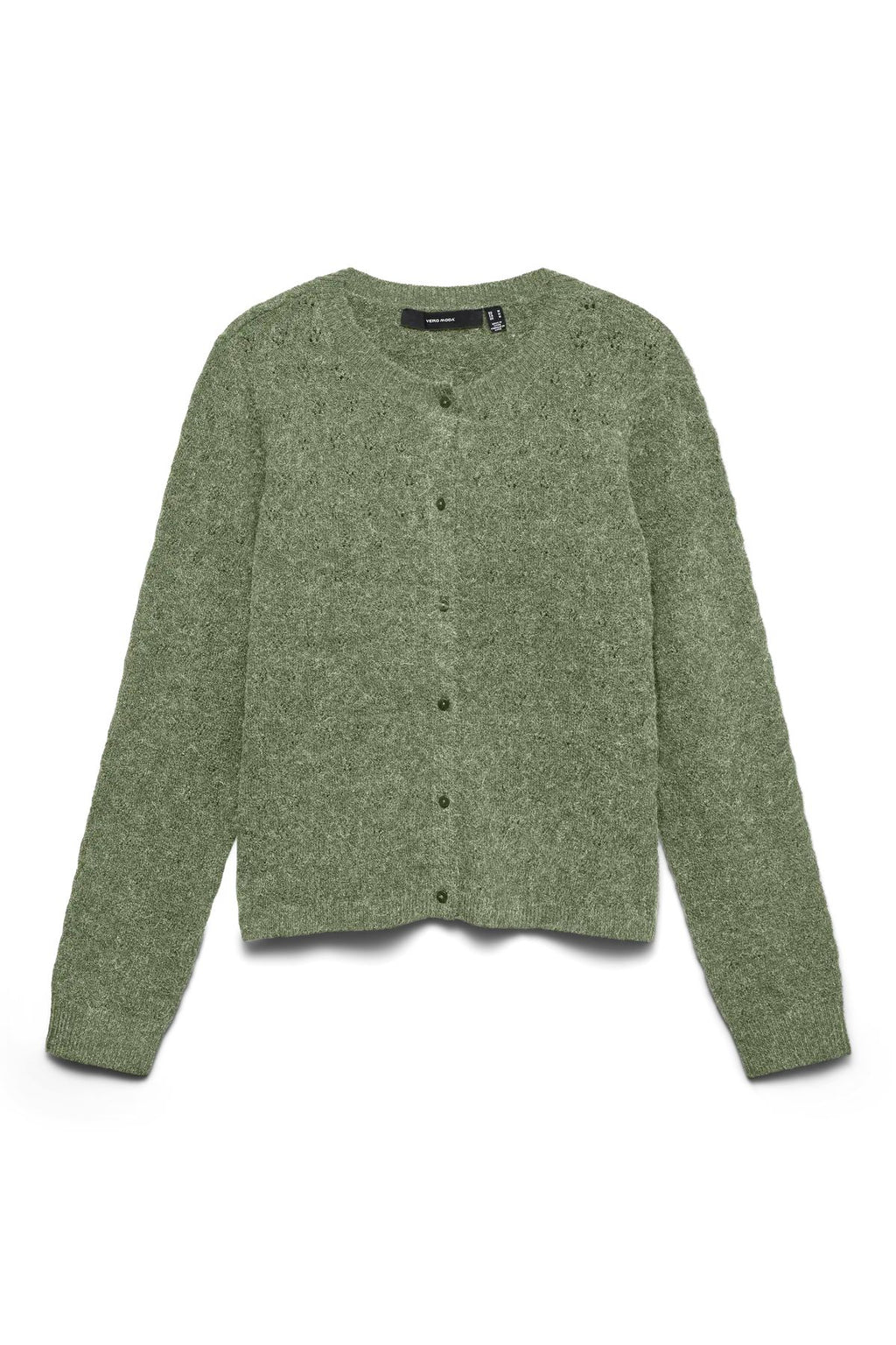 Doffy Stitch Maglia Cardigan a Maniche Lunghe con Scollo a O - Verde Olio Mélange