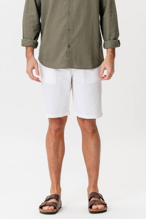 Linen Set Short-Sleeved Shirt + Linen Shorts – White (Package Deal)
