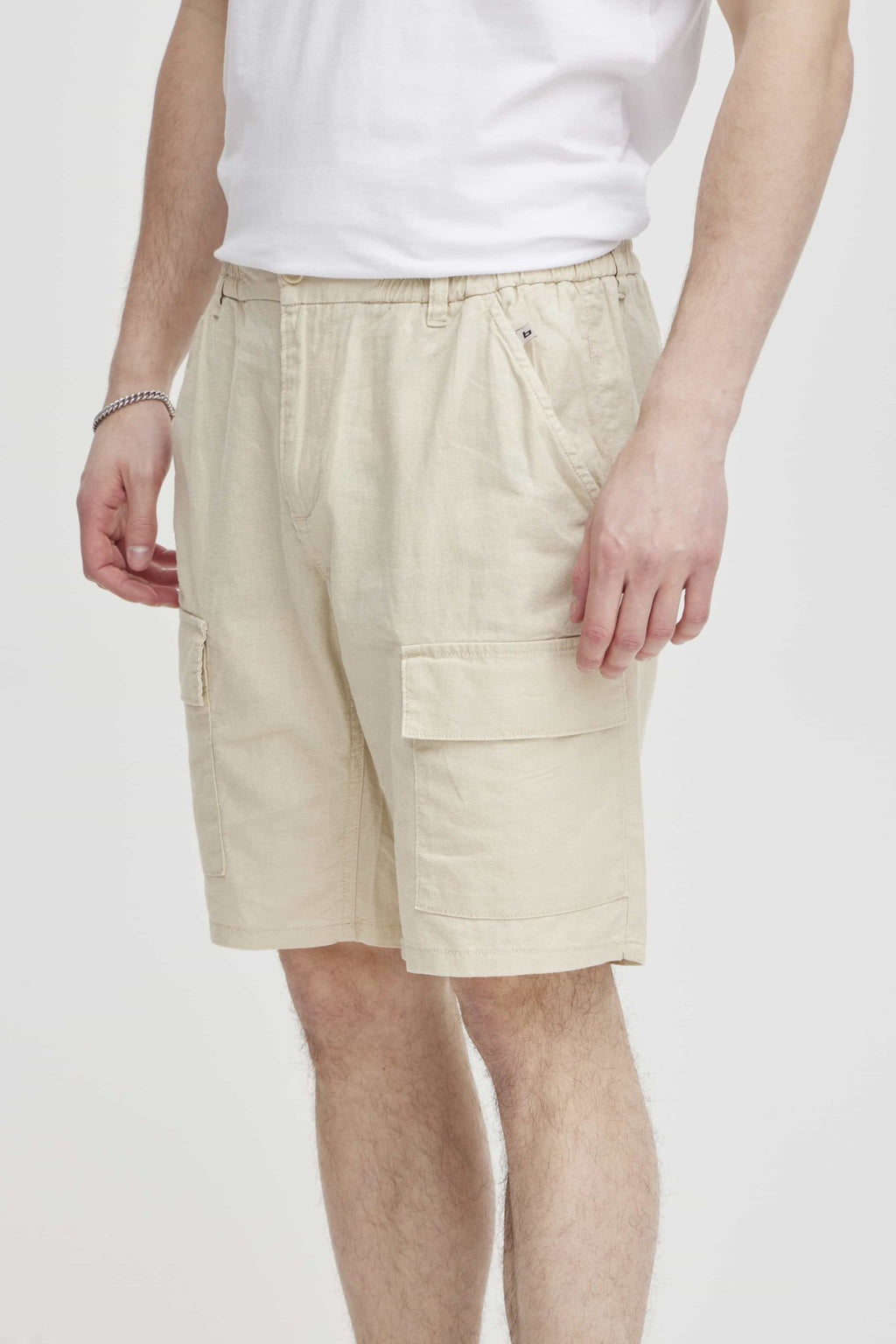 Lino Cargo Shorts - Grigio ostrica