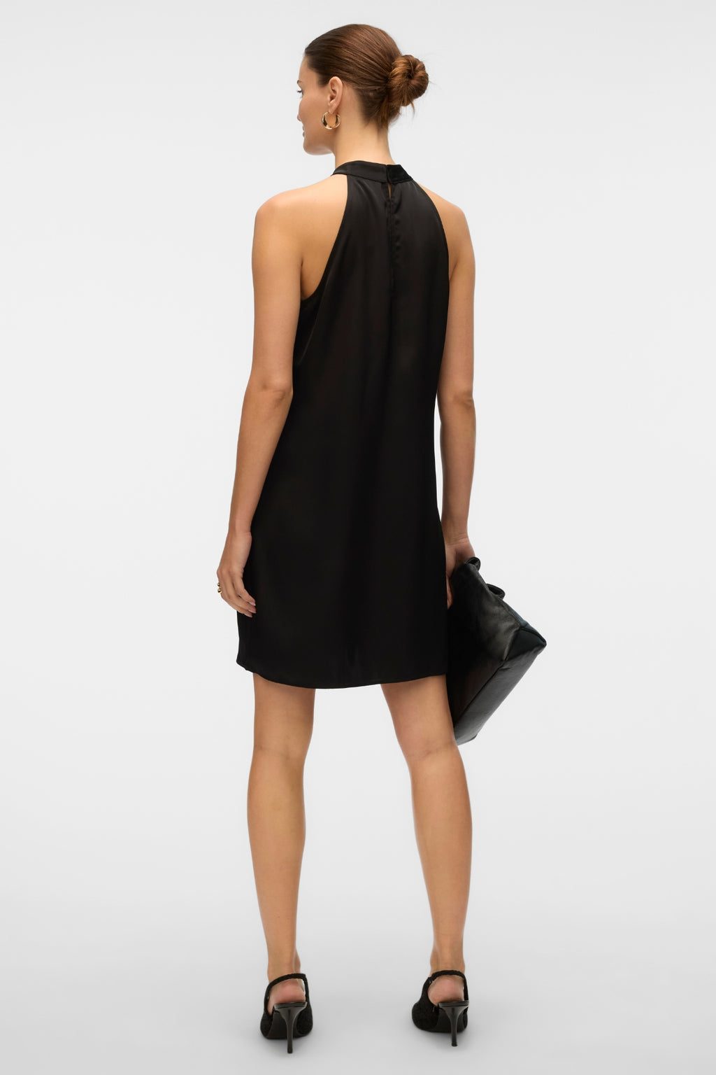 Elena Halter Neck Short Dress - Nero