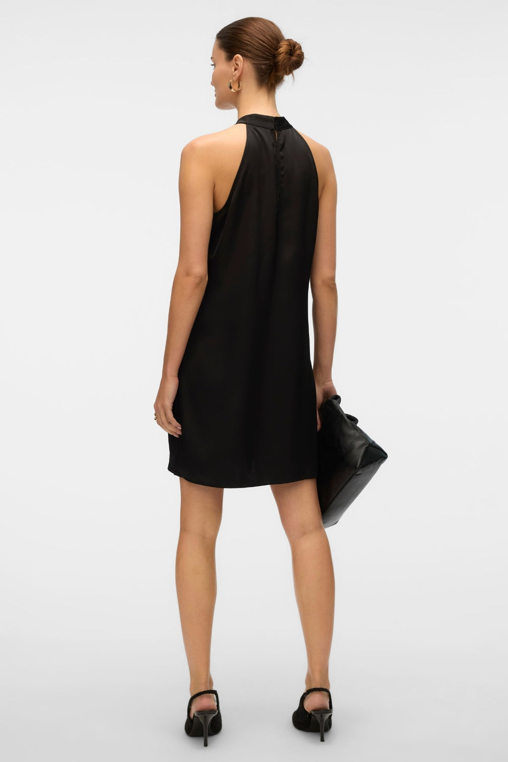 Elena Halter Neck Short Dress - Black