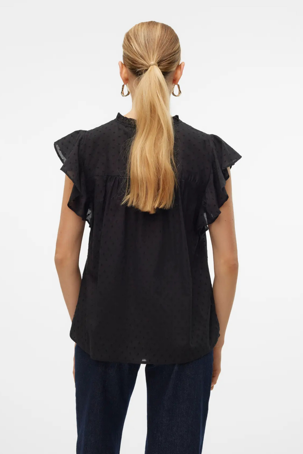 Top in pizzo trigono - nero