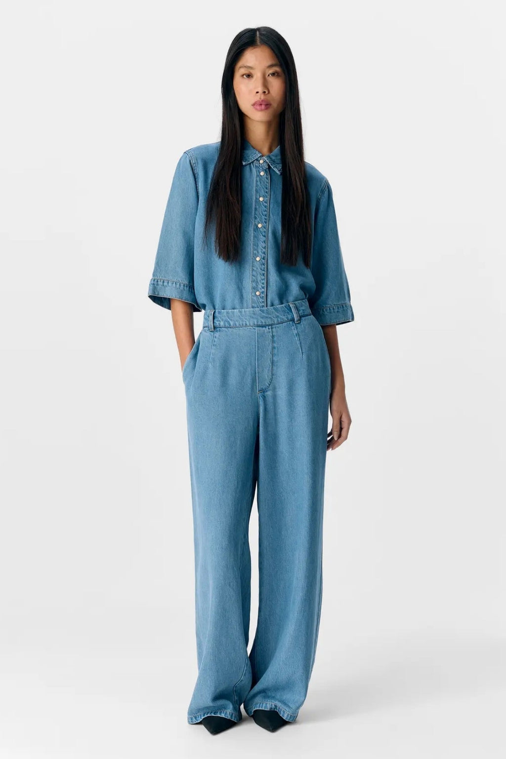 Frame Lisa Wide Pants - Light Blue Denim