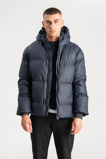 Coated Hooded Jacket - Navy