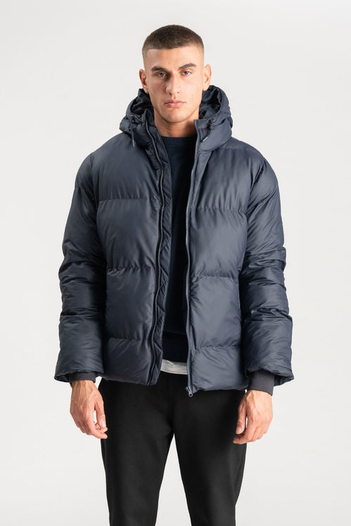 Coated Hooded Jacket - Navy - TeeShoppen Group™