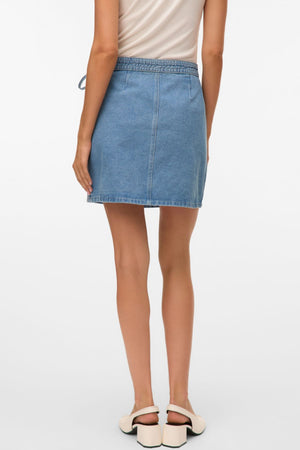 Gonna corta a portafoglio in denim Liza - Denim blu medio