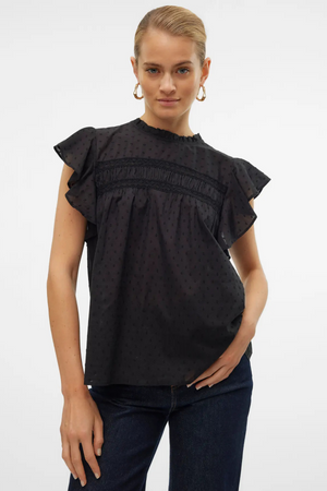 Top in pizzo trigono - nero