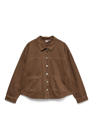 Jamie Denim Shacket Mix - Marrone cacao: lavato
