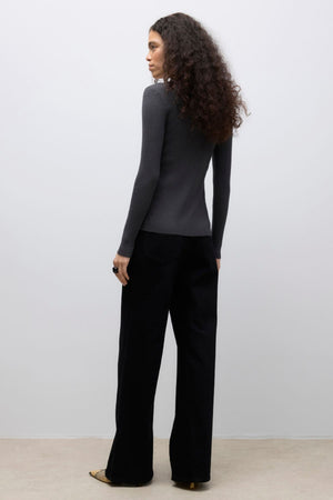 Ukino O -Neck Knit Cardigan - Melange grigio scuro