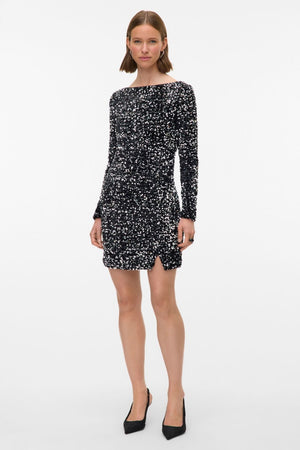 Bella Short Dress - Black Silver