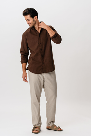 Camicia di lino - caffè