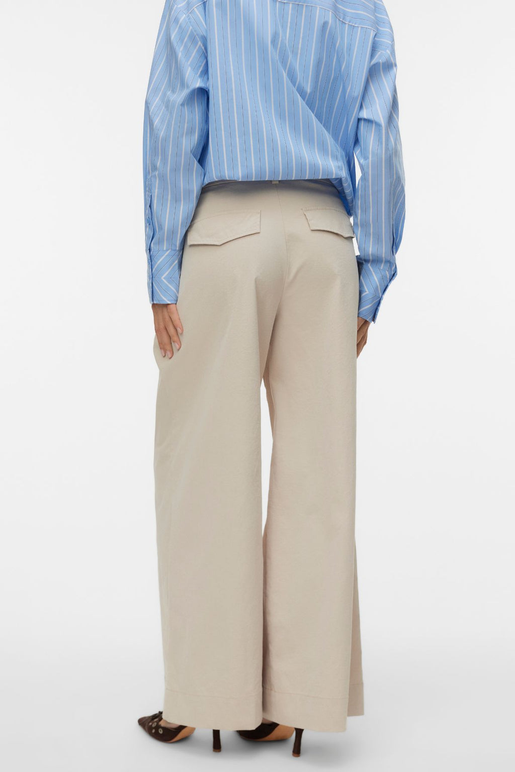 Pantaloni larghi increspati Meng MidWaist - Cemento
