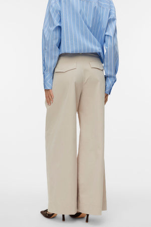 Pantaloni larghi increspati Meng MidWaist - Cemento