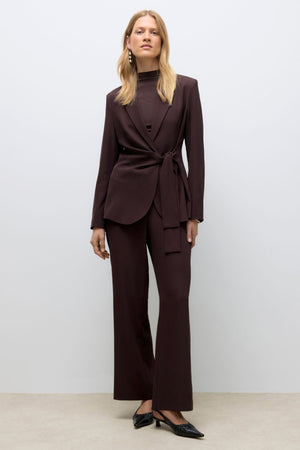 Upama Tie Blazer - Chocolate Plum