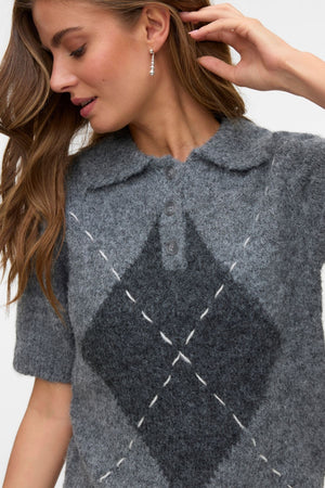 Pullover Poloneck 2/4 Bliss - Melange grigio medio