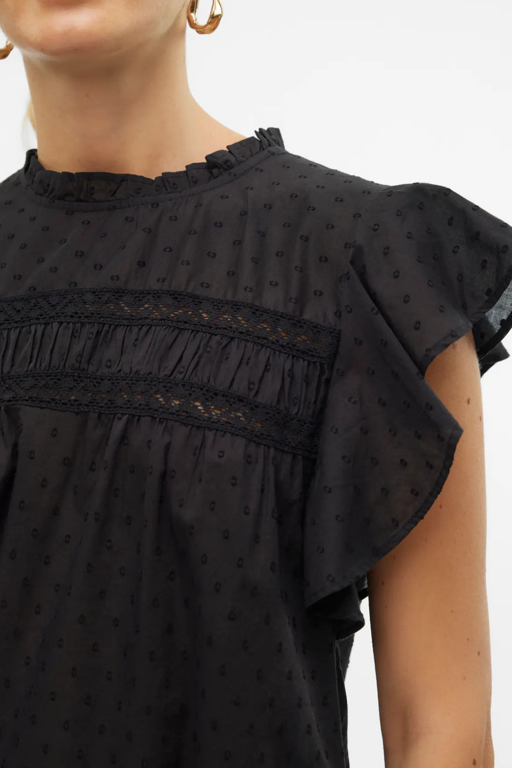 Top in pizzo trigono - nero