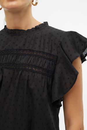 Top in pizzo trigono - nero
