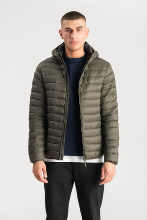 Hooded Light Puffer Jacket - Olive